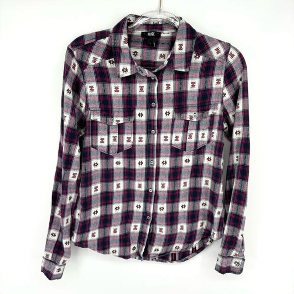 Plaid Button Down Paige Mya Aztec‎ Size Medium Cabincore Outdoor